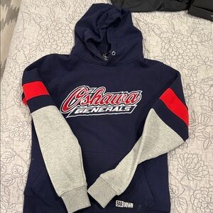 Oshawa Generals Navy and Gray Hoodie with Red Accents